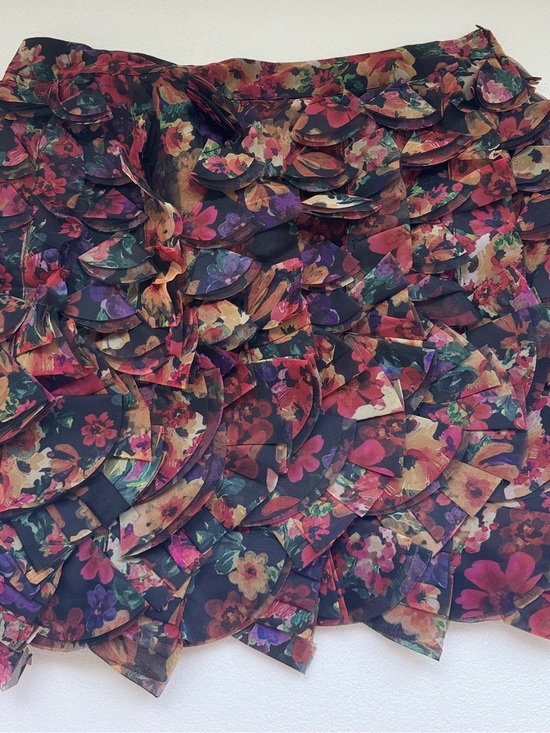 Anthropologie Dresses & Skirts - Anthropologie Floral Layered Ruffle Midi Skirt - Black Multi